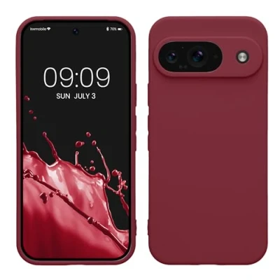 Abbildung von kwmobile Handyhülle kompatibel mit Google Pixel 9 Hülle Handy Case aus weichem Silikon in Bordeaux Violett