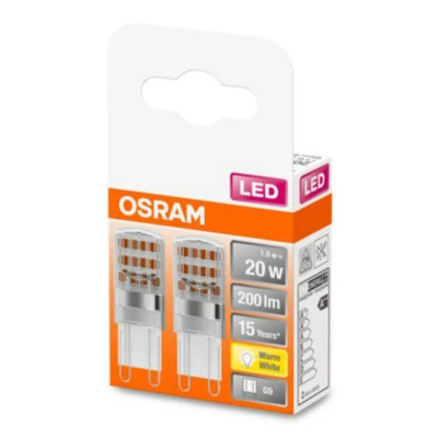 Abbildung von OSRAM LED Pin Lampe mit G9 Sockel, Warmweiss (2700K), 220 240V, 1.9W, Ersatz für herkömmliche 20W Lampe, Doppelpack