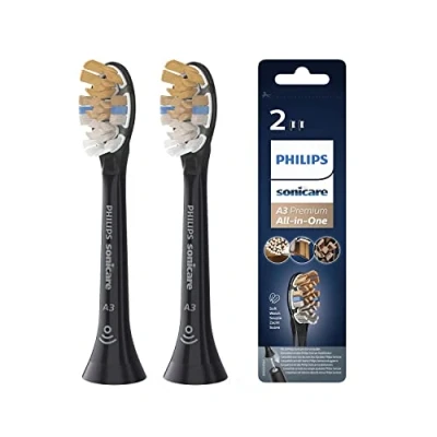 Abbildung von Philips Sonicare Original A3 Premium All in One Standard Schallzahnbürstenköpfe 2er Pack Schwarz (Modell HX9092/11)