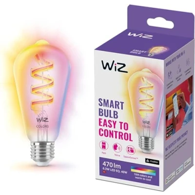 Abbildung von WiZ Tunable White and Color LED Filament Lampe E27 (470 lm), 40 W mit 16 Mio. Farben oder warm bis kaltweißem dimmbarem Licht, smarte Lichtsteuerung über WLAN per Stimme/App