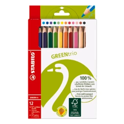 Abbildung von Umweltfreundlicher Dreikant Buntstift STABILO GREENtrio 12er Pack mit 12 verschiedenen Farben