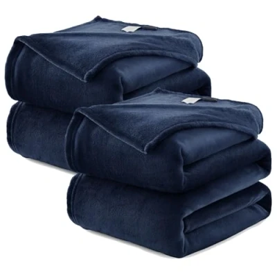 Abbildung von WAVVE Kuscheldecke Flauschig 2er Set Decke Fleecedecke 2 Stücke Sofadecke 150x200 cm Warm Wohndecke Couchdecke, Marine Blau Weich Sofaüberwurf XL