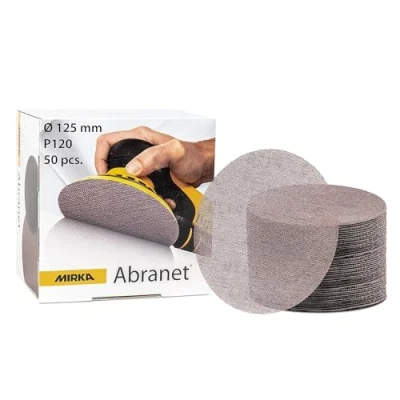 Abbildung von Mirka Abranet Schleifgitter 125mm Klett / Korn P120 50 Stk 5423205012 Für alle Exzenterschleifer und Schleifmaschinen geeignet zum Schleifen von Holz, Spachtel, Lack, Kunststoff