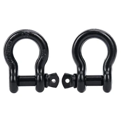 Abbildung von FreeTec D Ring Schäkel, 4,75t Groß Verzinkter Stahl 2 Stück Geschweifte Schäkel mit Augenbolzen, Schwere Abschleppen Heben Schekel für Pkw 4x4 Offroad Seilwinde (Schwarz)