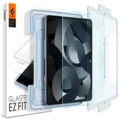 Abbildung von Spigen Glas.tR EZ Fit Schutzglas kompatibel mit iPad Pro 11 Zoll M2 (2022), (2021/2020/2018), Air 5 4 (2020), Installationsschablone, Kristallklar, 9H Folie