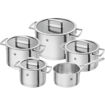 Abbildung von ZWILLING Vitality Kochtopf Set, 5 teilig, 4 Deckel, Induktionsgeeignet, Edelstahl, Silber
