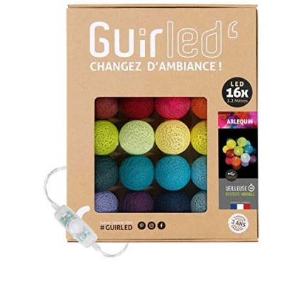 Abbildung von GuirLED LED Lichterkette mit Kugeln aus Baumwolle USB Nachtlicht für Babys 2 Stunden Netzadapter A im Lieferumfang enthalten 3 Intensitäten 16 1.6 m Harlekin