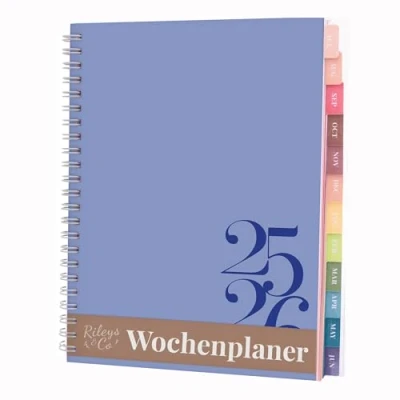 Abbildung von Rileys &amp; Co Wochenplaner 2025, Hausaufgabenheft, Schulplaner Kalender 2025 2026 Juli 2025Juni Terminplaner, Notizen, Doppeldraht, 20 x 15 cm Planner, (Blau, Klassisch, auf Deutsch)