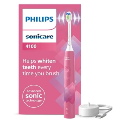 Abbildung von Philips Sonicare 4100 elektrische Zahnbürste mit Schalltechnologie und zwei Modi, Andruckkontrolle SmarTimer, Paradise Pink Prismatic, Modell HX3689/41