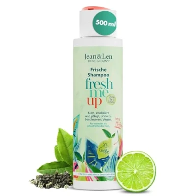 Abbildung von Jean &amp; Len Frische Shampoo Grüner Tee Limette, für normales bis schnell fettendes Haar, schützt vor Feuchtigkeitsverlust, ausgleichende Pflege, ohne Silikone Parabane, vegan, 500 ml