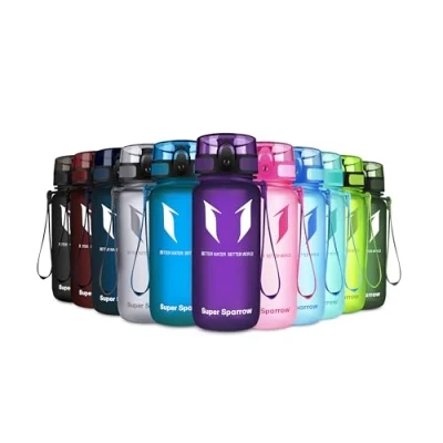 Abbildung von Super Sparrow Trinkflasche Tritan Wasserflasche 350ml BPA frei Ideale Sportflasche Schnelle Wasserdurchfluss, Flip Top, öffnet Sich mit 1 Click