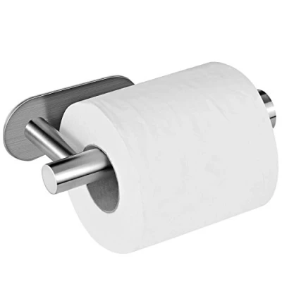 Abbildung von Aikzik Toilettenpapierhalter ohne Bohren, Selbstklebend Toilettenpapierrollenhalter Edelstahl Runde Klopapierhalter für Küche und Badzimmer