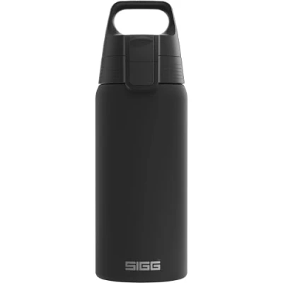 Abbildung von SIGG Isolierte Trinkflasche Thermosflasche Shield Therm One Black Kohlensäurehaltige Getränke Auslaufsicher Spülmaschinenfest BPA frei 90% recycelter Edelstahl Schwarz 0,5L