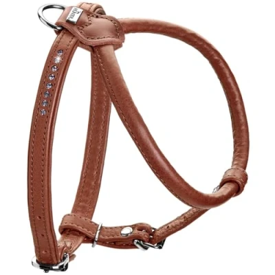 Abbildung von HUNTER Hundegeschirr Round &amp; Soft Canadian UP, Farbe: Cognac, weiches, geschmeidiges Leder, rundgenäht, fellschonend, nachhaltig, Made in Germany, Größe: XS S