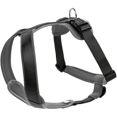 Abbildung von HUNTER NEOPREN Hundegeschirr, Nylon, gepolstert mit Neopren, M/2 58 72 cm, schwarz/grau