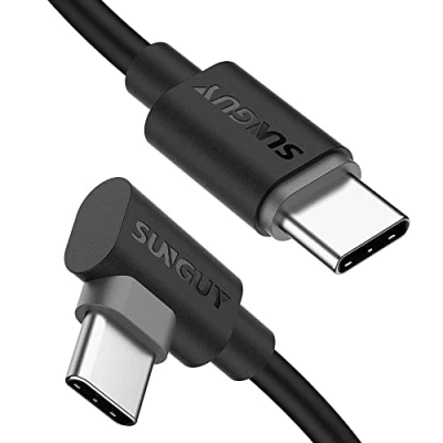 Abbildung von SUNGUY USB C auf Kabel, 60W 2Pack 0.3M Kabel Winkel Kompatibel mit iPhone15 Pro/Pro Max,MacBook Pro,iPad Pro 2020,MacBook Air,Galaxy S20/S10, Huawei