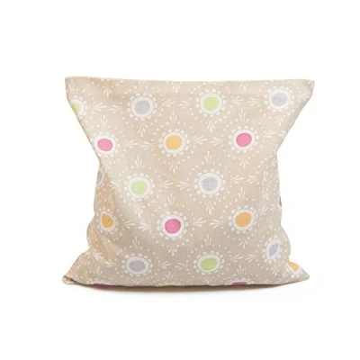 Abbildung von GRÜNSPECHT Kirschkern Kissen 16x16 cm, Wärmekissen für Nacken, Bauch &amp; Rücken, Bezug aus 100% Baumwolle, Mikrowelle Backofen, Punkte beige (112 V3)