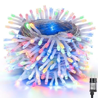 Abbildung von NEXVIN Lichterkette Außen 20M 200 LED Weihnachtsbeleuchtung Strom mit Timer Speicherfunktion, Wasserdicht 8 Modi Bunt Weihnachtsbaum für Innen Weihnachten Hochzeit Party