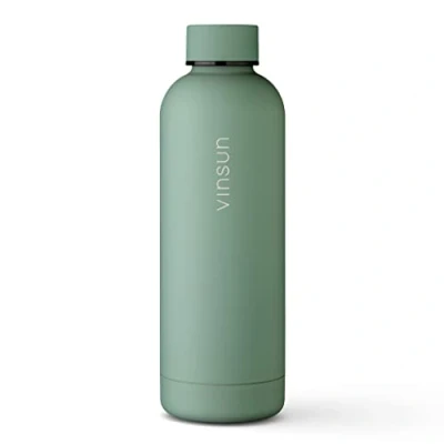Abbildung von Vinsun Edelstahl Trinkflasche 500ml grün auslaufsicher, Kohlensäure geeignet, BPA frei Thermosflasche Sport, Outdoor, Schule, Uni, Fahrrad, Büro, Gym, Wandern