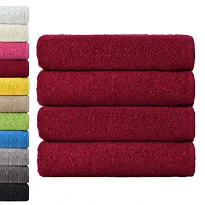 Abbildung von NatureMark 4er Pack Duschtücher, Größe 70x140cm, Bordeaux, 100% Baumwolle