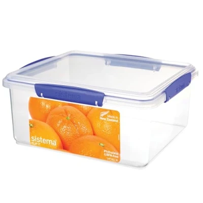 Abbildung von Sistema KLIP IT Frischhaltedose 5 l stapelbare und luftdichte Vorratsdose mit Deckel geeignet für Kühl /Gefrierschrank BPA freier Kunststoff blaue Clips 1 Stück, Blau