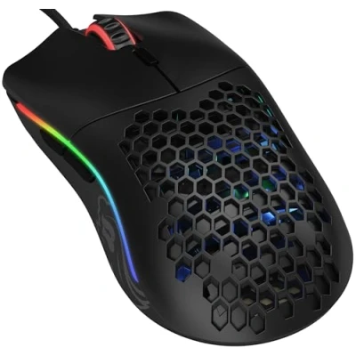 Abbildung von Glorious Gaming Model O Wired Mouse superleichtes Wabendesign mit 67 g, RGB Beleuchtung, Pixart 3360 Sensor, Omron Schaltern, beidhändig Mattschwarz