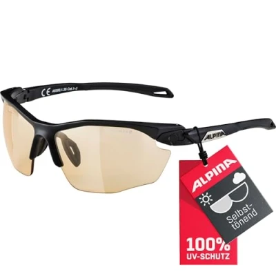 Abbildung von ALPINA TWIST FIVE HR V Selbsttönende, Bruchfeste &amp; Beschlagfreie Sport Fahrradbrille Mit 100% UV Schutz Für Erwachsene, black matt, One Size
