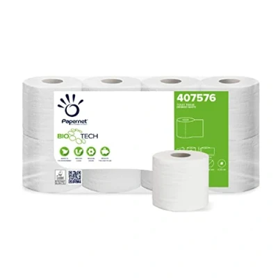 Abbildung von Papernet Bio Tech Toilettenpapier (407576s), 1 Packung mit 8 Rollen aus selbstauflösendem Toilettenpapier, bekämpft auf natürliche Weise krankheitserregende Bakterien, 2 Lagen, 250 Blatt