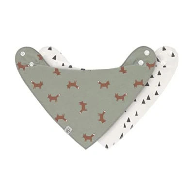 Abbildung von LÄSSIG Baby Lätzchen Halstuch Dreieckstücher Set 2 Stk. Bio Baumwolle Druckknopf wendbar/Baby Bandana Little Forest Fox