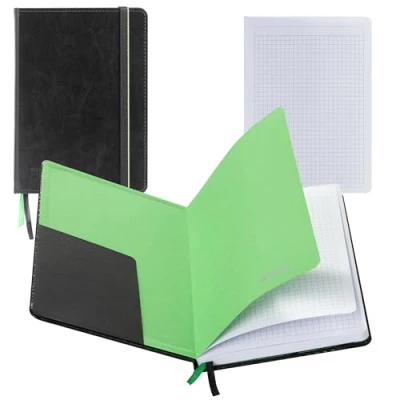 Abbildung von WINTEX Notizbuch in DIN A5 Kariert mit 88 Seiten Kunstlleder Hardcover Kladde Heft Schreibbuch Bullet Journal für Schule oder Arbeit Notiz Buch Schwarz
