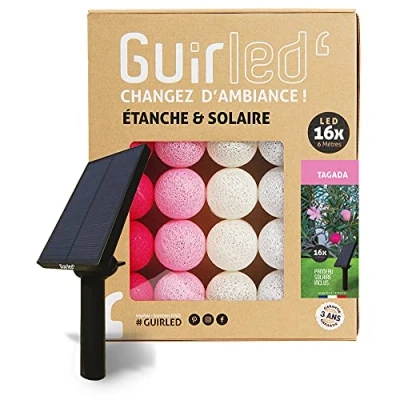 Abbildung von GuirLED Außengirlande mit Lichtkugeln LED Guinguette Wasserdicht IP55 Hocheffizientes Solarpanel Automatisches EIN/AUS 16 Kugeln 3 m Tagada