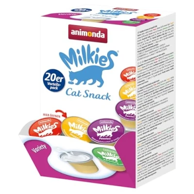 Abbildung von animonda Milkies Katzensnack mit Milch Mix Variety (4 x 20 Cups á 15 g), portinierte Katzensnacks für erwachsene Katzen