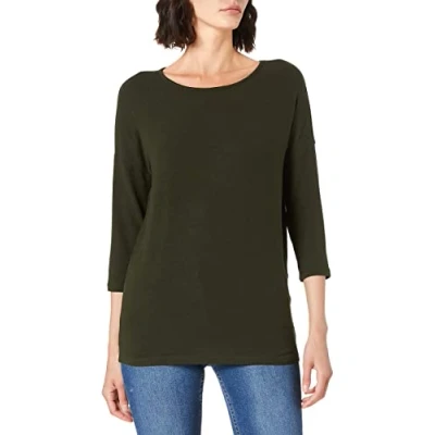 Abbildung von ONLY Damen Dünner Strickpullover 3/4 Langarm Rundhals Shirt Knitted Basic Stretch Sweater ONLGLAMOUR, Farben:Grün 3, Größe:S