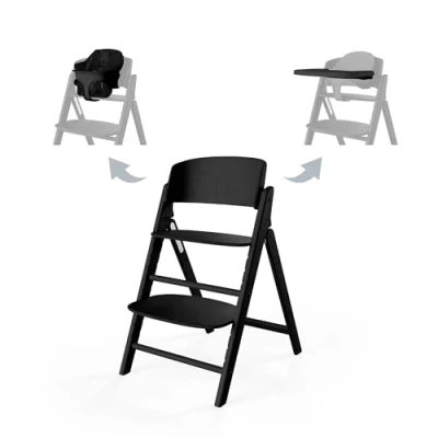 Abbildung von CYBEX Gold CLICK &amp; FOLD Hochstuhl 3in1 Set, Mitwachsend, 6 Monate 99 Jahre, Verwendbar ab Geburt durch separates Bouncer Nest, Inkl. Baby Set und Tablett, Buchenholz/Kunststoff, Stunning Black