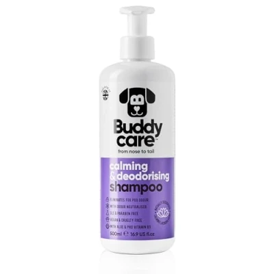 Abbildung von Beruhigendes &amp; desodorierendes Shampoo von Buddycare Lavendelduftendes Hundeshampoo Mit Aloe Vera und Pro Vitamin B5 (500ml)