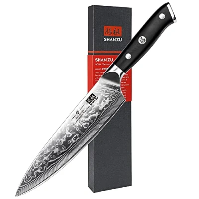 Abbildung von SHAN ZU Damastmesser Kochmesser 67 Schichten Damaststahl Küchenmesser mit G10 Griff 20CM PRO Series