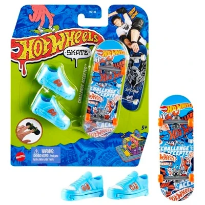Abbildung von Hot Wheels Skate Fingerboard Spielset, designt in Zusammenarbeit mit Tony Hawk, inkl1 und 1 Paar Skateboard Schuhe, Design kann variieren, ab 5 Jahren, HGT46