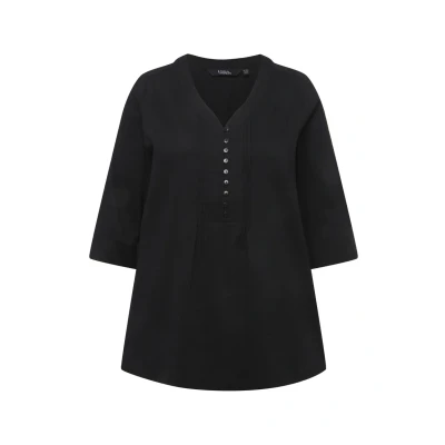 Abbildung von Ulla Popken Damen große Größen Übergrößen Plus Size Tunika, Bubble Qualität, 3/4 Ärmel schwarz 46+ 797450100