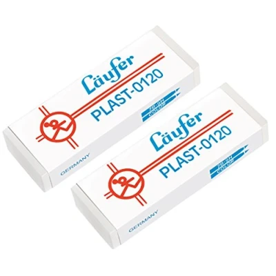 Abbildung von Läufer 69809 Plast 0120 Radierer, radiert zuverlässig Bleistifte und Buntstifte, Blisterkarte enthält 2 Radiergummis, groß