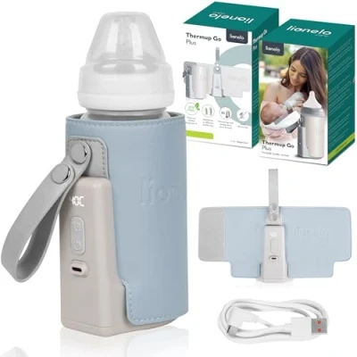 Abbildung von LIONELO Thermup Go Plus Tragbarer Babyflaschenwärmer, hält Flüssigkeiten warm, 5 Betriebstemperaturen von 38 bis 500 C, USB Aufladung, 8 Stunden Betrieb, leises LCD Display