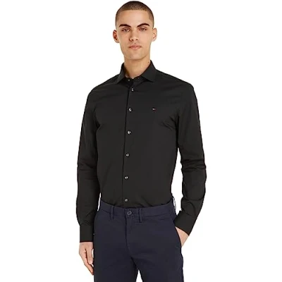 Abbildung von Tommy Hilfiger CORE FLEX Poplin Businesshemd, Herren, Größe: 37, Black
