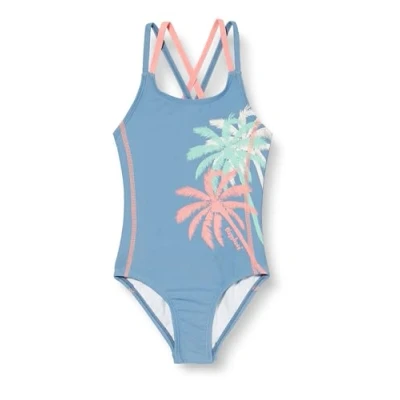 Abbildung von Playshoes UV Schutz Badeanzug Mädchen Schwimmanzug Badebekleidung, Palmen, 110/116
