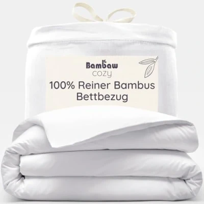Abbildung von Bambaw Bettdeckenbezug Weiß Deckenbezug 220x240 cm Bettwäsche Bambus Kühlender Bettbezug Anti Allergie Besser Schlafen