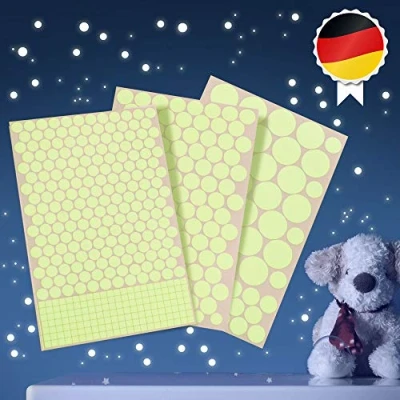 Abbildung von Leuchtpunkte, Leuchtsterne 524 Aufkleber selbstklebend, fluoreszierende Leuchtsticker für deinen Sternenhimmel, Leuchtende Kinderzimmer
