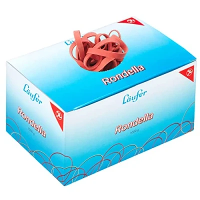 Abbildung von Läufer 51141 Rondella Gummibänder 200 x 6 mm, Durchmesser 125 mm breite Gummiringe, 1 kg Schachtel, rot