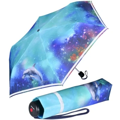 Abbildung von Knirps Kinder Taschenschirm 4Kids reflective mit Reflexborte Dolphin