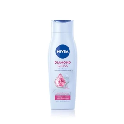Abbildung von NIVEA Diamond Gloss Shampoo, pflegendes Haarshampoo mit Diamantpartikeln und Rosenöl, intensives Pflegeshampoo für natürlich schönes, glänzendes Haar (250 ml)