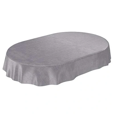 Abbildung von ANRO Tischdecke Wachstuchtischdecke Wachstuch Wachstischdecke Beton Grau Uni Urban Oval 240x140cm
