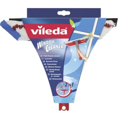 Abbildung von Vileda Profi Fensterwischer 2in1, Fensterabzieher und Einwascher mit Mikrofaserbezug, Fensterputzer für streifenfreie Fenster