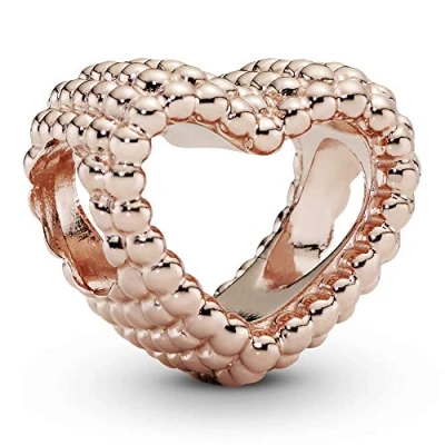 Abbildung von Pandora Beaded OPEN Heart Charm, Damen, Größe: One Size, Rose gold plated